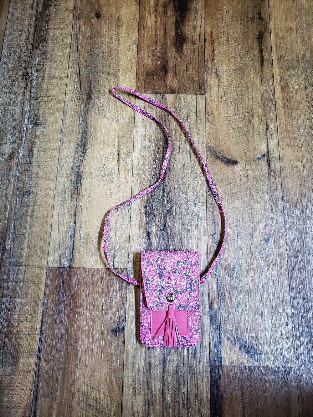 Simply Southern Pink Floral Pineapple Crossbody Phone Bag with Tassel